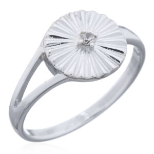 925 Sterling Silver Circle Ring with CZ Sunbeam