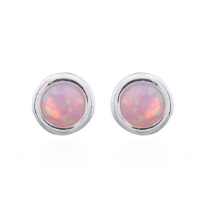 Pink Opal 925 Silver Stud Earrings