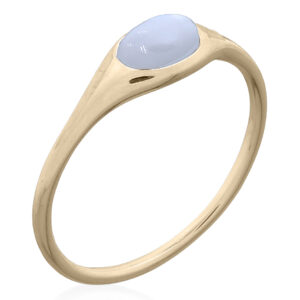 Oval MOP Inlay Silver Band Ring Gold Plated