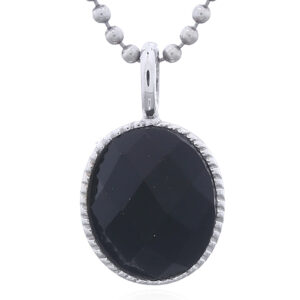 Black Agate Oval Bezel 925 Silver Pendant