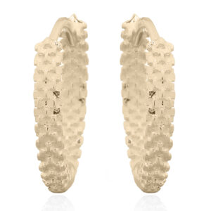 Carved Stylish 925 Silver Huggie Earrings Gold Plated