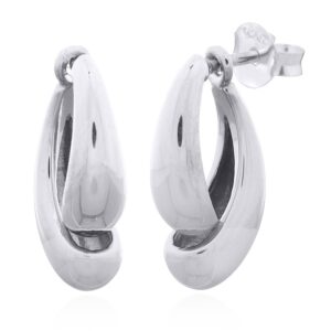 Curvy Double Teardrop Sterling Silver Studs