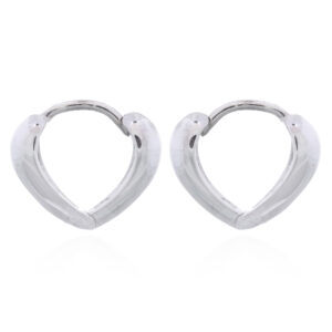 Heart Shaped Hinged Sterling Silver Hoops