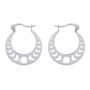 Silver Celestial Lunar Cycle Hoops