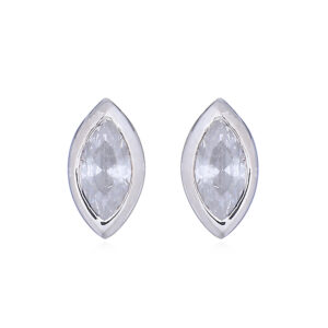 925 Sterling Silver Bezel Marquise Cubic Zirconia Stud